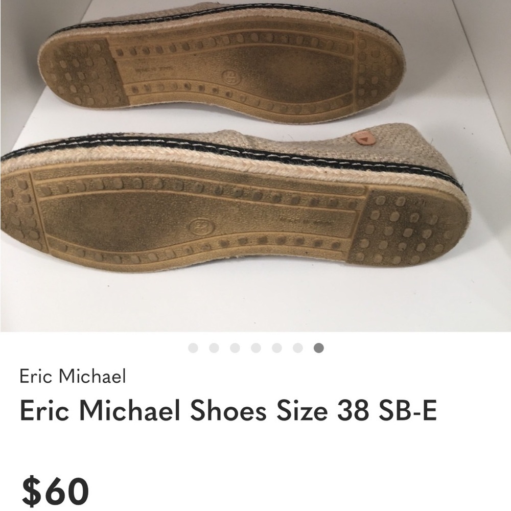 Eric Michael Womens  Beige and Black Loafers Size 38 SB-E - Picture 7 of 8